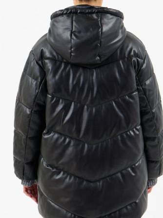 Befree Куртка из экокожи стеганая с капюшоном, пуховик кожаный, р. 50-54 Донецк