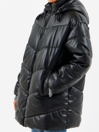 Befree Куртка из экокожи стеганая с капюшоном, пуховик кожаный, р. 50-54 Донецк
