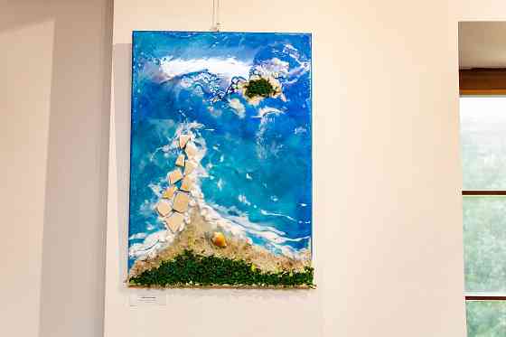 Морской Пейзаж в авторском стиле, Стеклянная картина, Мокрая картина, Картина из эпоксидной смолы Донецк