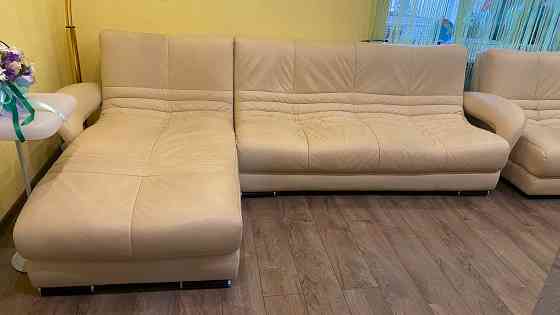Кожаный диван угловой+ кресло Донецк