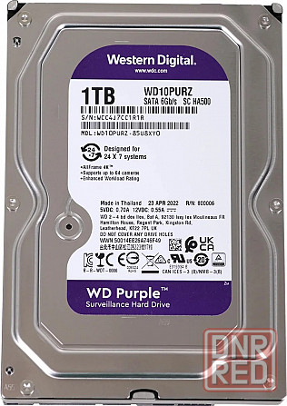 Жесткий диск WD Purple WD10PURZ, 1ТБ, HDD, SATA III, 3.5" Донецк - изображение 1
