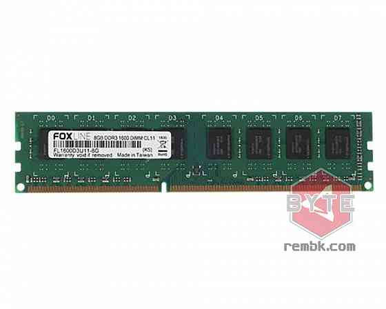 Оперативная память DIMM DDR3 Foxline 8 ГБ 1600 МГц CL11 FL1600D3U11-8G OEM |Гарантия Донецк