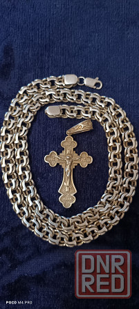 Цепь серебряная с крестом 925 проба Бисмарк 101.5 грамм Енакиево - изображение 2
