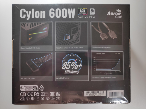 Блок питания AeroCool Cylon 600W RGB Новый Донецк