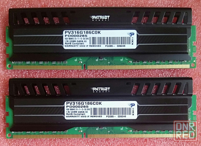 DDR3 8Gb + 8Gb 1866MHz Patriot CL10 (PC3-14900) - PV316G186C0K - DDR3 16Gb - Память игровая для ПК Донецк - изображение 1