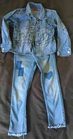 костюм (джинсы штаны + куртка джинсовка) на 5 лет на рост 110-116 см Донецк