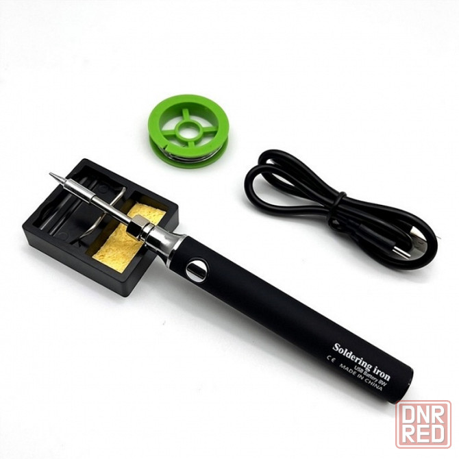 Паяльник USB/Type-C с аккумулятором 8 Вт, нихромовый нагреватель, припой, губка, подставка Мариуполь - изображение 1