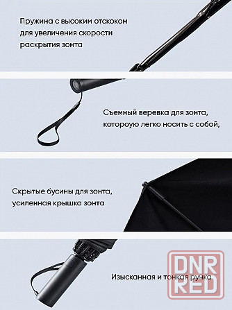 Зонт Xiaomi 90 Points NINETYGO Automatic Reverse Lighting Umbrella с фонариком (черный) Макеевка - изображение 4