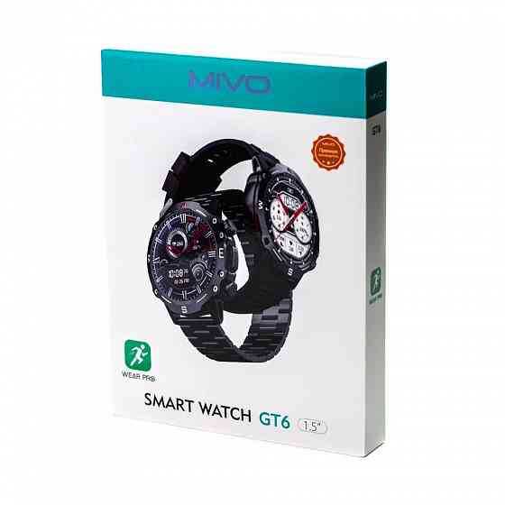 Cмарт часы Mivo GT6 (1.5" HD IPS, IP68, NFC, ответ по BT) Black Макеевка