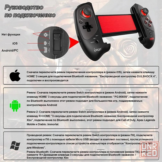 Геймпад (джойстик) беспроводной IPEGA PG-9083A (Android/iOS/TV Box/VR) диагональ до 28 см Макеевка - изображение 6