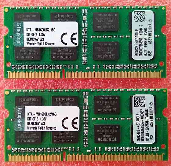 SO-DIMM DDR3 8Gb+8Gb 1600MHz (PC3L-12800S) 1.35V - Kingston KTA-MB1600LK2/16G - KIT DDR3 16Gb - Донецк
