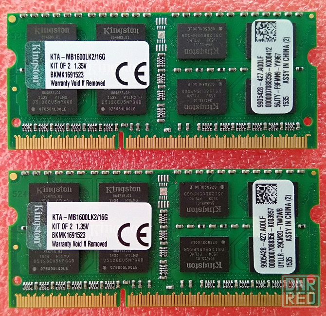 SO-DIMM DDR3 8Gb+8Gb 1600MHz (PC3L-12800S) 1.35V - Kingston KTA-MB1600LK2/16G - KIT DDR3 16Gb - Донецк - изображение 1