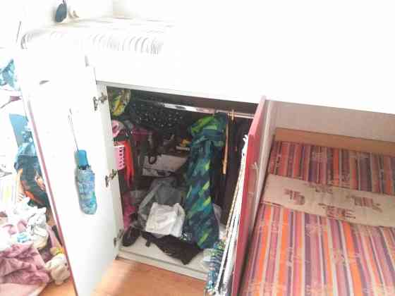 Кровать двухэтажная детская/двухъярусная кровать с матрасами и шкафом Донецк