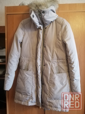 Бежево-серая куртка с мехом песца пуховик, р.44 Донецк - изображение 5