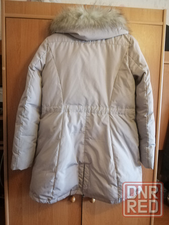 Бежево-серая куртка с мехом песца пуховик, р.44 Донецк - изображение 3