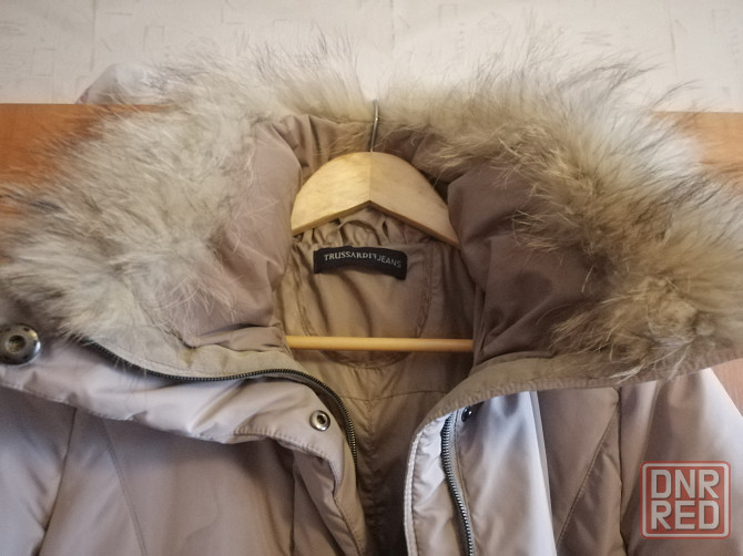 Бежево-серая куртка с мехом песца пуховик, р.44 Донецк - изображение 7