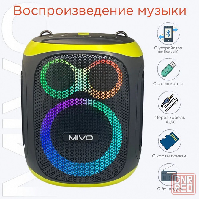 Портативная колонка MIVO MD-166 22000мАч/RGB/IPX6/Bluetooth 5.3 Стерео Динамик 200w Макеевка - изображение 2