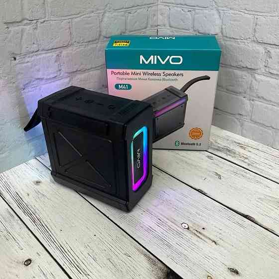 Портативная колонка MIVO M41 Black 1800мАч/RGB/IPX6/Bluetooth 5.3/Micro SD/AUX Стерео Динамик 12W Макеевка
