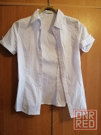 Белая блуза с тёмными синими пуговицами, р. 38-40 Донецк - изображение 5