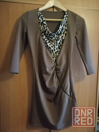 Бежево- коричневое платье, р. 42 Донецк - изображение 1