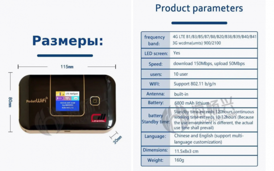 Роутер WiFi Pocket E5770 4G с аккумулятором 6800 mAh Макеевка