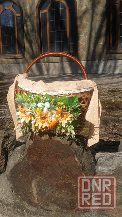 Пасхальная корзина из лозы с декором. Донецк - изображение 4