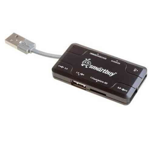 Концентратор Combo HUB USB 2.0 + картридер Smartbuy SBRH-750-K Донецк