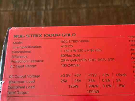Блок питания Asus ROG STRIX 1000G 1000W 80 PLUS Gold Модульный Донецк