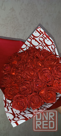 Букет ручной работы из 21 атласной розы Донецк - изображение 2