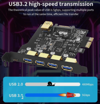 плата расширения TISHRIC PCIE на 5 портов usb3.2 gen1 type-C, основное управление, многопортовая Донецк