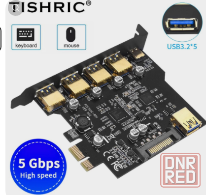 плата расширения TISHRIC PCIE на 5 портов usb3.2 gen1 type-C, основное управление, многопортовая Донецк - изображение 2