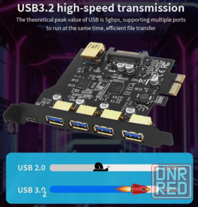 плата расширения TISHRIC PCIE на 5 портов usb3.2 gen1 type-C, основное управление, многопортовая Донецк - изображение 3