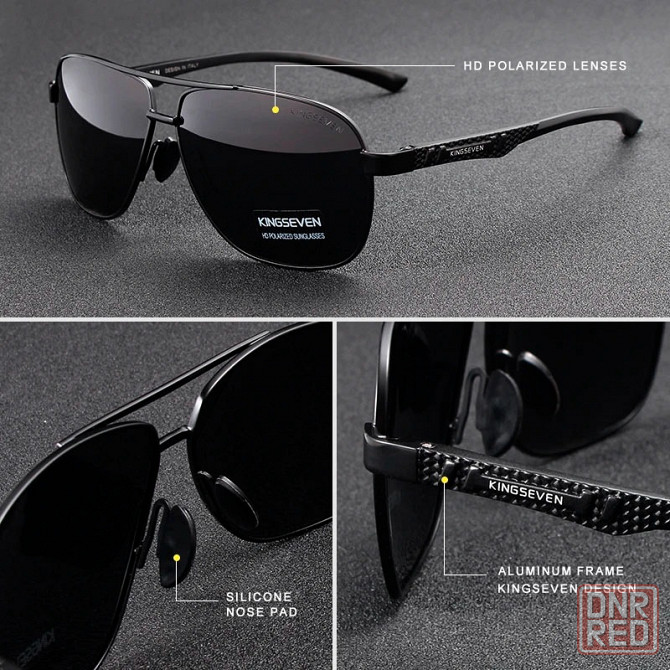 Мужские солнцезащитные очки KINGSEVEN Aviator Black Донецк - изображение 2
