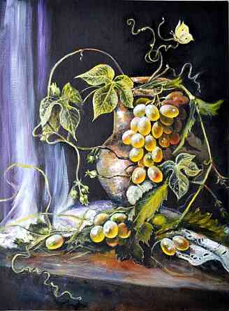 Картина маслом "Вьюнок с виноградом" Живопись Донецк