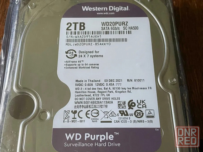 Жесткий диск Western Digital Purple 2TB 64MB 5400rpm WD20PURZ Донецк - изображение 1