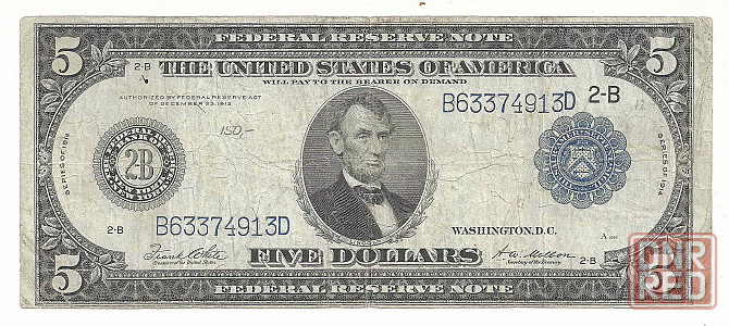 5 долларов сша банк филадельфии 1914 год.ваучер,рубль. Донецк - изображение 1