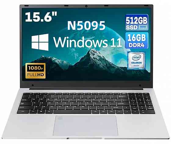 Новый! Ноутбук 15,6` IPS 1920*1080, 4 ядра Intel N5095 до 2,9 ГГц, 16ГБ, SSD 512Гб + мышь Донецк