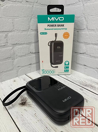 Аккумулятор внешний MIVO Power Bank MB-301Q 22,5W USB/Type-C+переходник Type-C/Apple 30-pin черный Макеевка - изображение 4