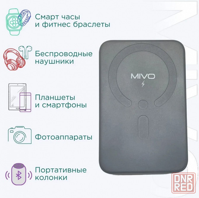 Аккумулятор внешний MIVO Power Bank MB-201Q Magsafe 15W/PD 20W USB/Type-C 20000 mAh черный Макеевка - изображение 4
