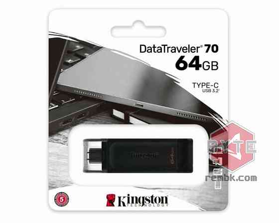 Флэш-накопитель KINGSTON USB-C 3.2 64GB DT70/64GB, черный |Гарантия Макеевка