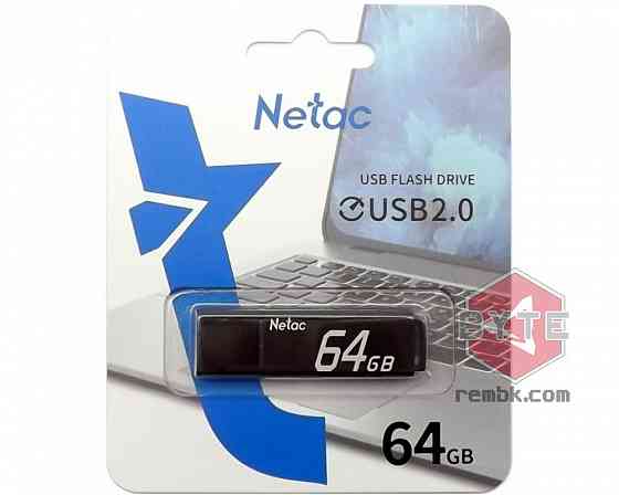 Накопитель USB 2.0 64Гб Netac U351 (NT03U351N-064G-20BK), черный |Гарантия Макеевка