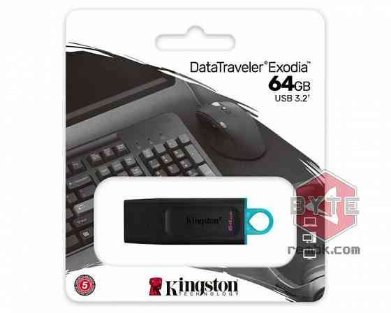 Накопитель USB 3.2 64GB Kingston DataTraveler Exodia DTX/64GB Gen 1 Black/Teal |Гарантия Макеевка