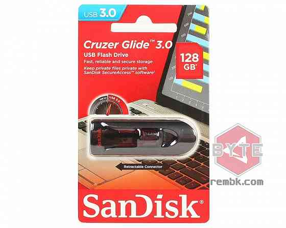 USB Flash Drive 128Gb - SanDisk Cruzer Glide 3.0 Black SDCZ600-128G-G35 |Гарантия Макеевка