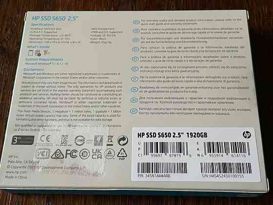 SSD HP S650 1.92TB 2.5" SATAIII 3D TLC NAND R560/WR500 Донецк