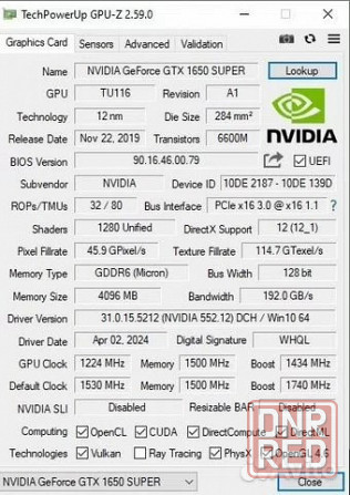 KFA2 GeForce GTX 1650 Super EX (1-Click OC) 4GB GDDR6 128-bit DP/HDMI/DVI-D Донецк - изображение 2