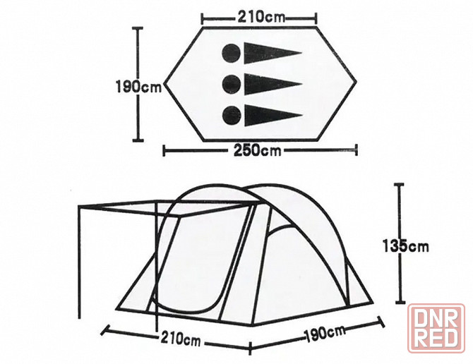 Палатка 3-х местная, (210+190)х250х135 см Донецк - изображение 4