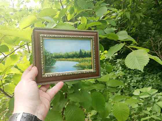 Картина маслом озеро водоем пейзаж Донецк