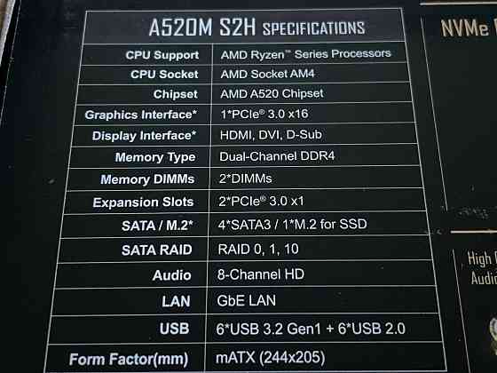Материнская плата Gigabyte A520M S2H (sAM4, AMD A520) Донецк