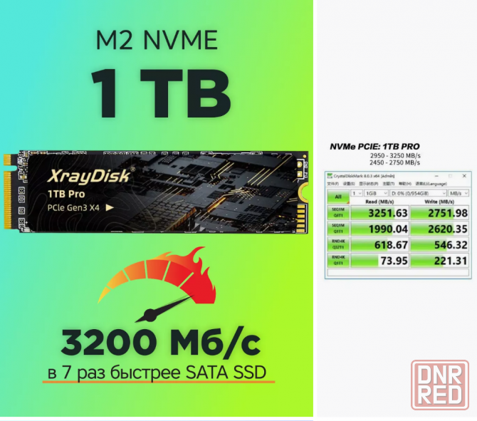 SSD M2 NVME XrayDisk 512гб-1тб Pro PCI-e 3.0 3200 мб/c Новый Донецк - изображение 1