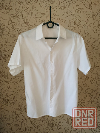Рубашка белая с коротким рукавом. Рост 164 Донецк - изображение 1